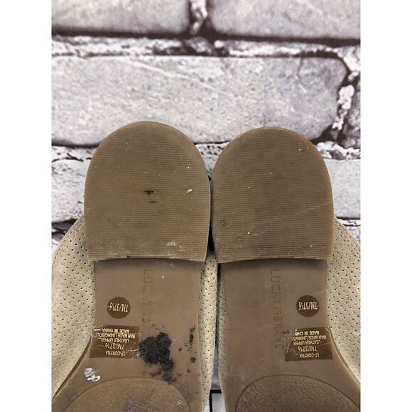Lucky Brand Coryna Taupe Suede Leather Slip On Mules Flats Women Sz 7M US/37.5EU - Picture 7 of 16